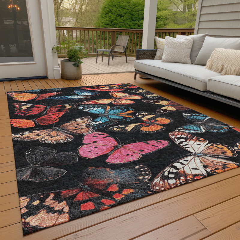 Machine Washable Indoor/Outdoor Huseby ACN2201 Animal Rug, Rectangle 3' x 5'