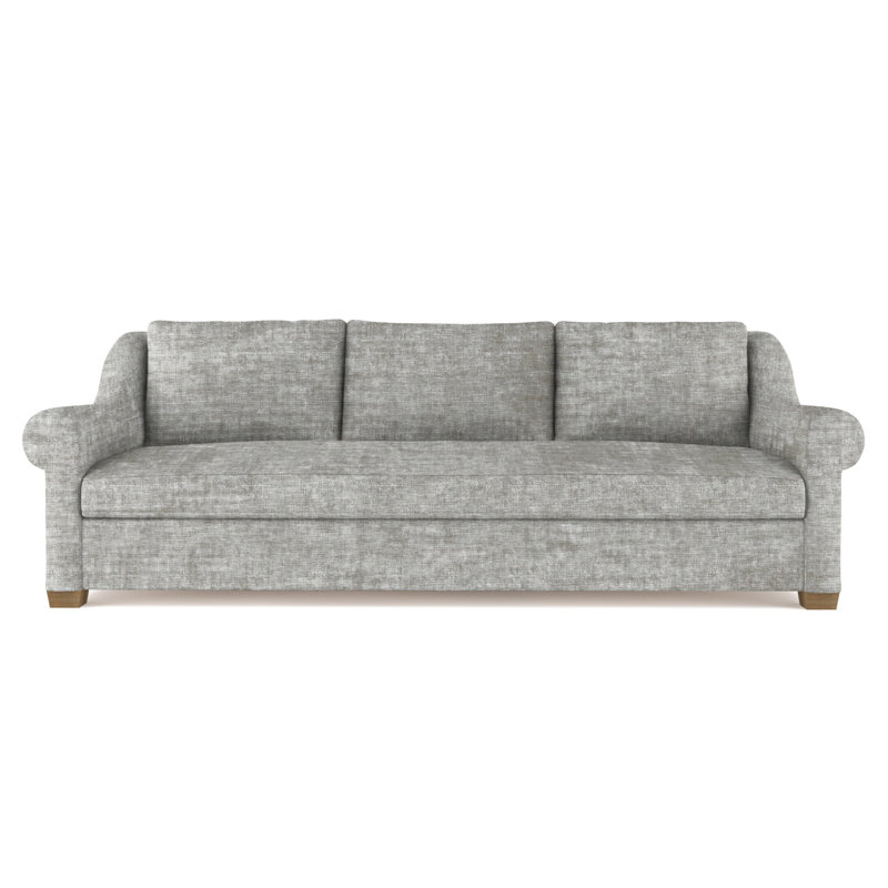 Canapé Thompson, H 32 po x l 84 po x P 41 po, Velours écrasé rayé argent, Patiné