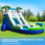 Glissade d'eau gonflable de 23 pi avec pataugeoire, maison gonflable de qualité commerciale avec mur d'escalade remplaçable, glissade tropicale humide et sèche avec ventilateur (bleu)-125123696