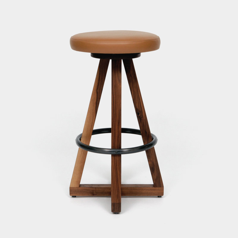 X3 30" Swivel Bar Stool, Blackened Steel, Earth, Black Oak