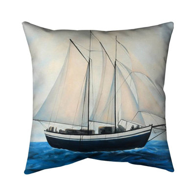 Sailingboat by a sunny day - 16"x16" Outdoors Throw pillow - Spun poly - Print on demand