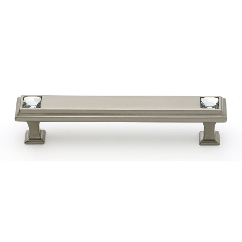 Satin Nickel 4'' Bar Pull with Crystal Accents
