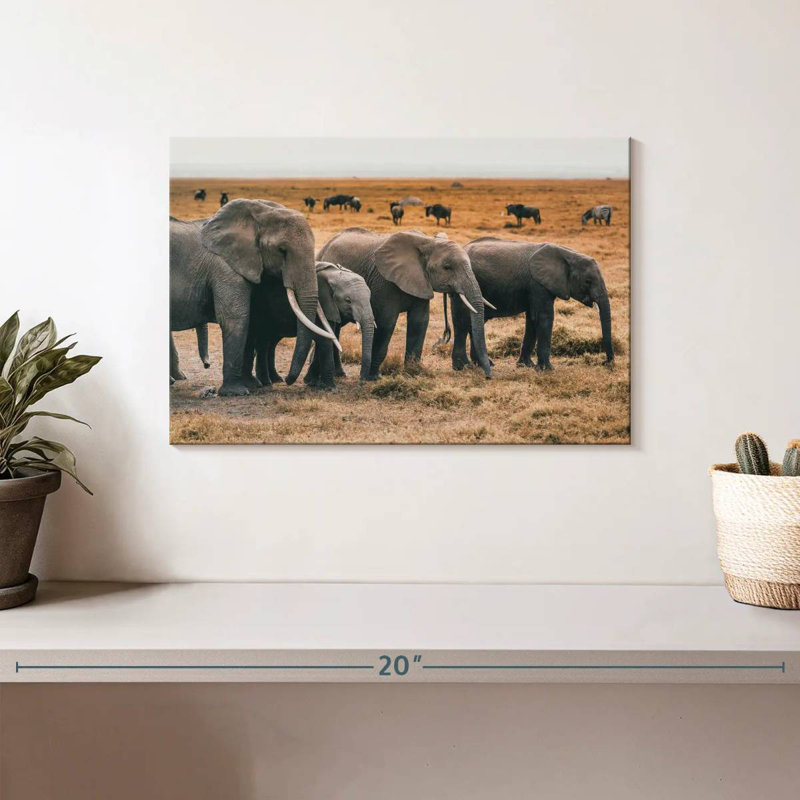 Troupeau d'éléphants Bramos Amboseli, H 8 po x l 12 po