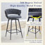 Ensemble de 4 tabourets de bar pivotants avec sièges en lin et coton respirants - Tabourets à hauteur de comptoir rotatifs à 360 °, structure en fer robuste, capacité de 300 lb pour îlot de cuisine, salle à manger et pub gris-noir