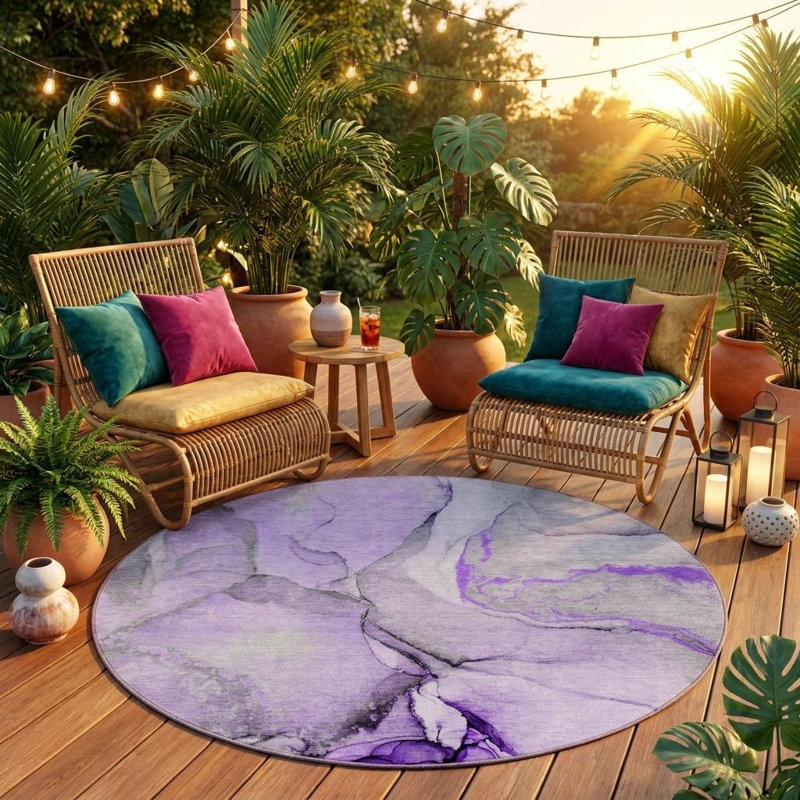 Tapis rond avec envers antidérapant HomeRoots