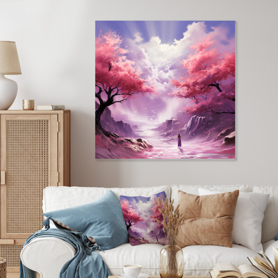 Pink And White Whimsical Fantasy Wonderland - Fantasy Metal Wall Art