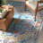 Non-Slip Machine Washable Red/Teal/Gray Oriental Area Rug-645420750