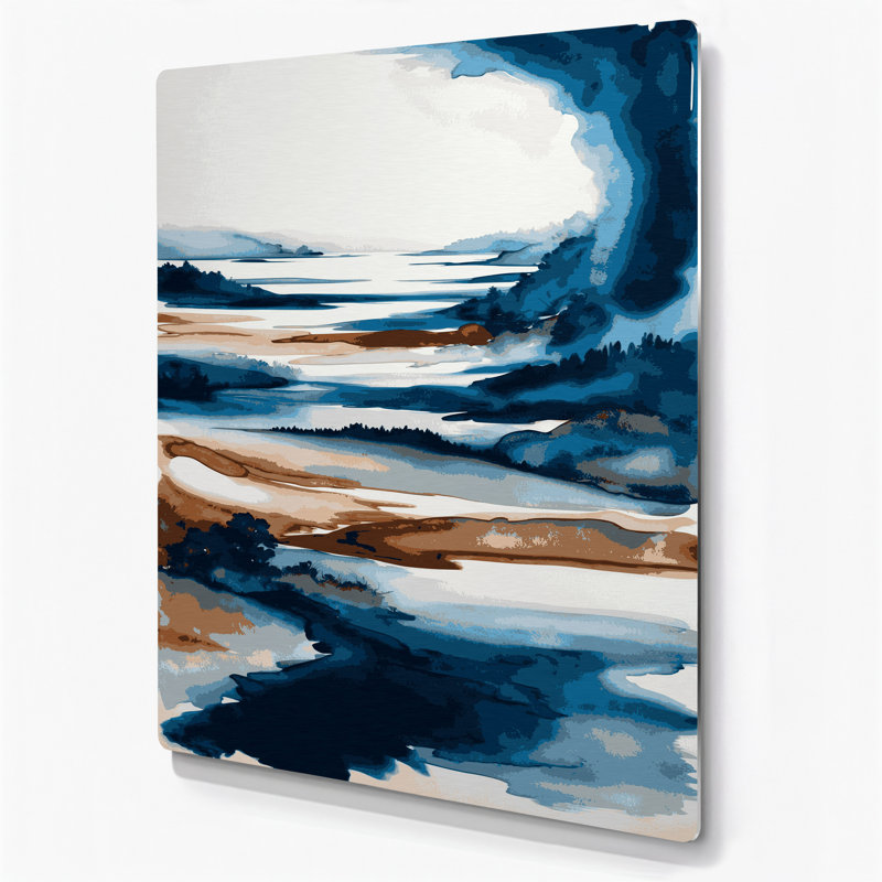 Aquarelle paysage 35, art mural en métal brun, H 36 po x l 24 po