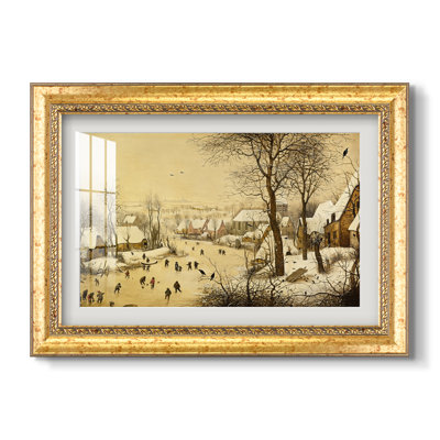 Paysage d'hiver avec patineurs et piège à oiseaux, 1565 - Pieter Bruegel l'Ancien - Estampe encadrée sur mesure