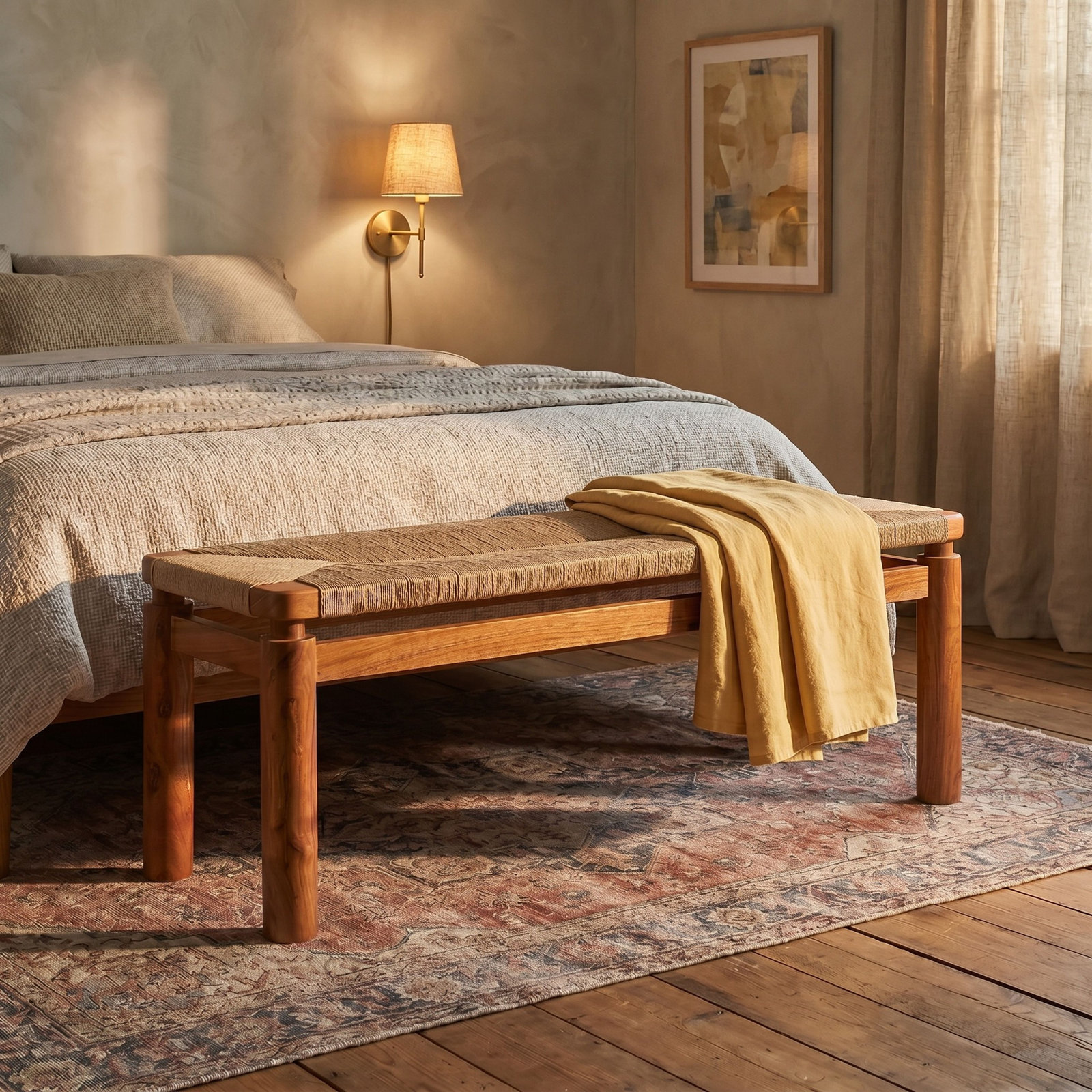 Titus 48" Acacia Entryway Bench