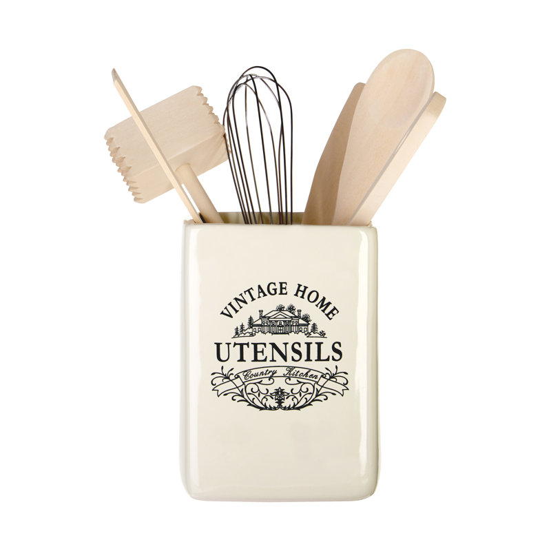Ceramic / Porcelain Square Utensil Crock