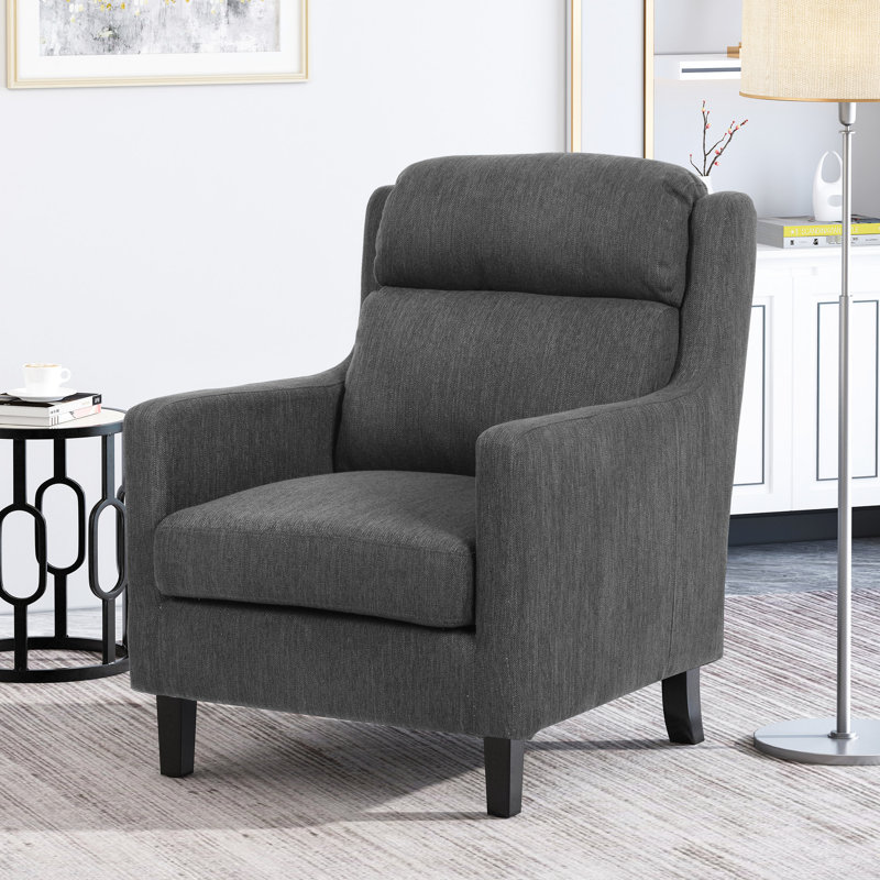 Fauteuil club moderne gris anthracite avec revêtement fin et siège stable avec dossier en cascade
