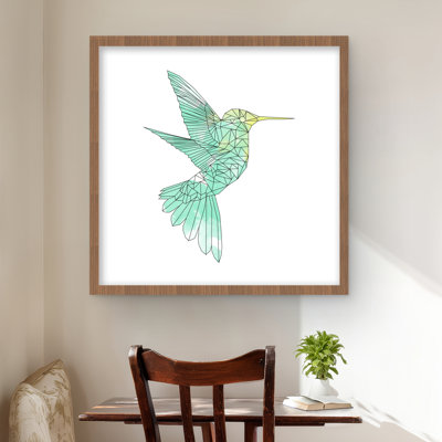 Imprimé géométrique colibri | Oiseau encadré mat