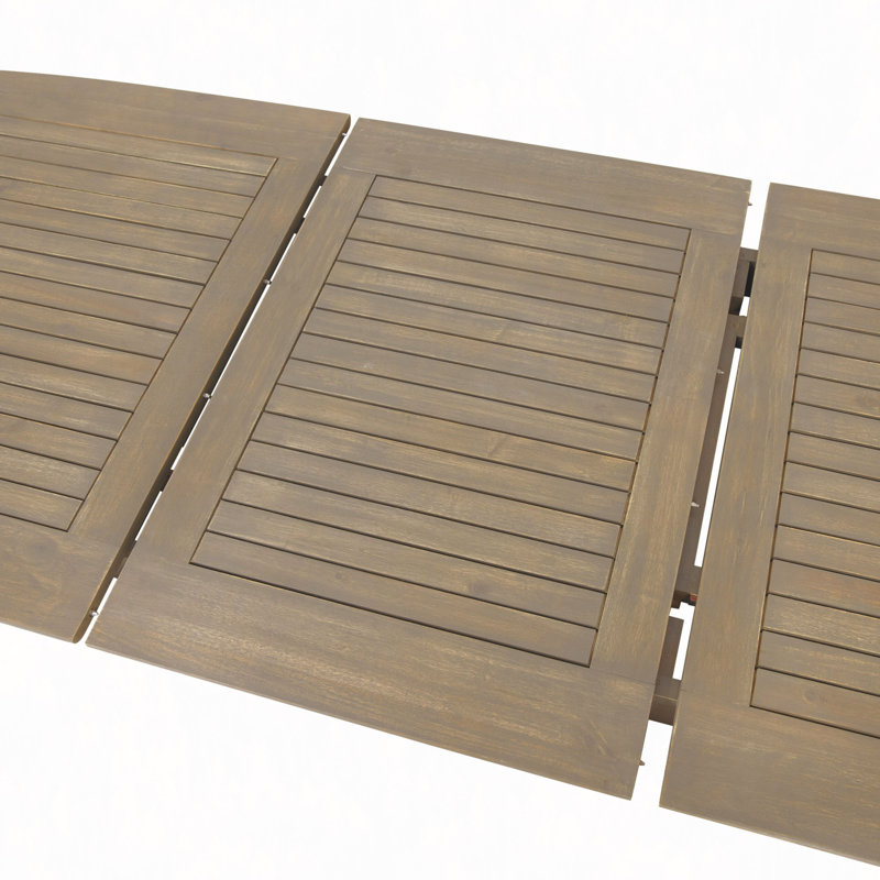 Table de salle à manger d'extérieur extensible en bois d'acacia, Gris