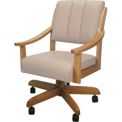 Burholme Solid Wood Leather Dining Caster Chair