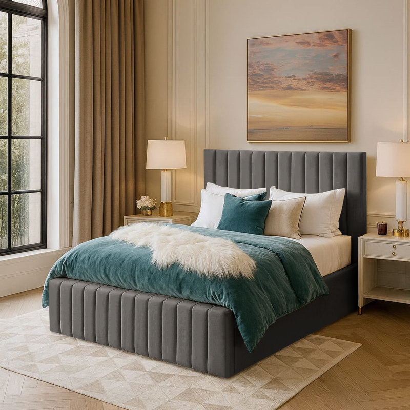 Janae Upholstered Ottoman Storage Bed, Asphalt, Super King (6')