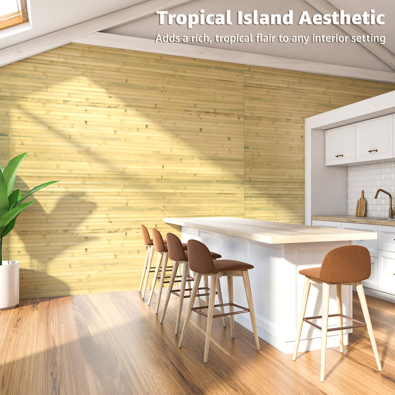 Panneau mural en bambou naturel Art3d 48 po x 96 po pour la décoration murale de salon, chambre à coucher, Naturel