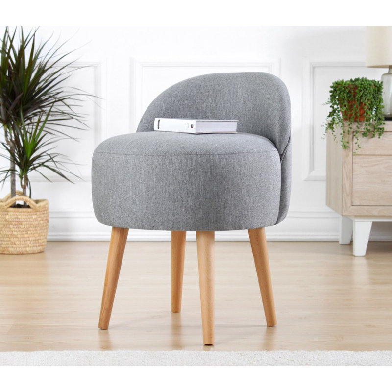 Cotton 48cm Wide Solid Colour Footstool Ottoman, Grey