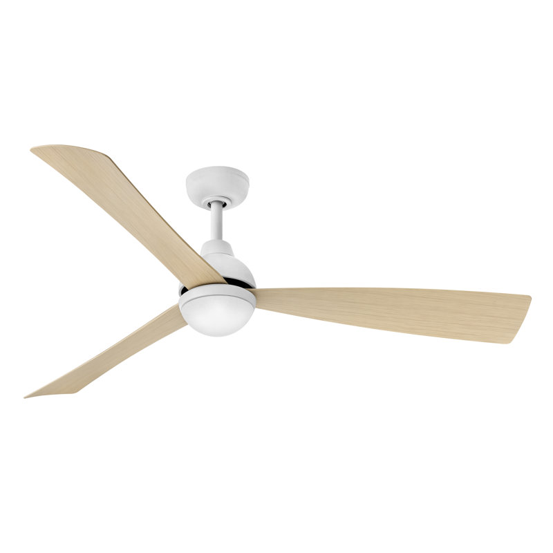 Ventilateur de plafond avec lumières DEL Brona, Blanc mat / naturel, 56"