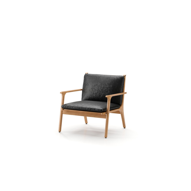 Ren Armchair, Bellagio 2 Black 7925 Leather/Natural Oak