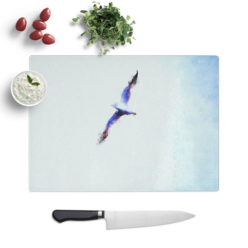 Tempered Glass Flying Seagull Abstract Chopping Board, 20 cm x 28.5 cm