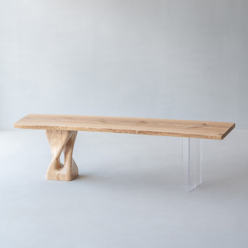 Grande table de table en bois de frêne naturel durable, H 29,52 po x L 94,48 po x l 29,52 po