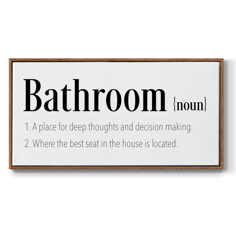 «Bathroom Définition» - Toile tendue avec châssis encadré - Prêt à accrocher, H 21 po x l 41 po, Noyer