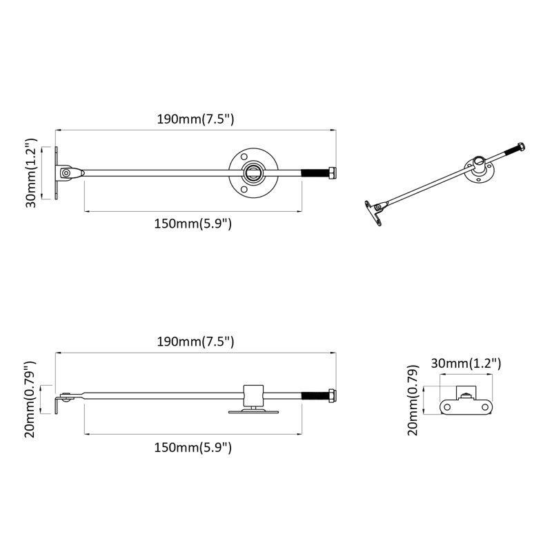 Vidaxl Pull Rod Hinge Silver Metal Hardware Door Gate Cabinet Accessories Home