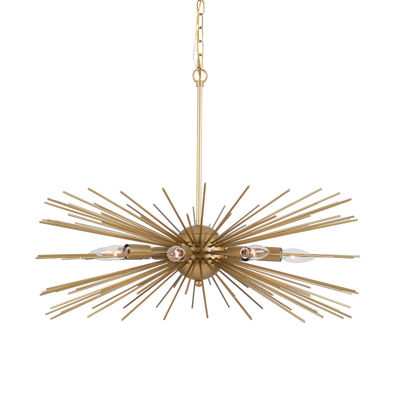 Gold Sputnik 8-Light Chandelier Mid Centry