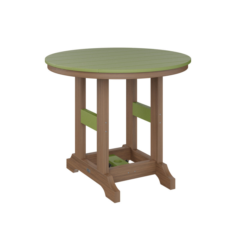 Garden Classic Outdoor Round Dining Table, Kiwi Green, Antique Mahogany
