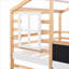 Lit superposé double au-dessus d'un lit double en bois massif avec cadre de jeu et sécurité pour chambre d'enfant