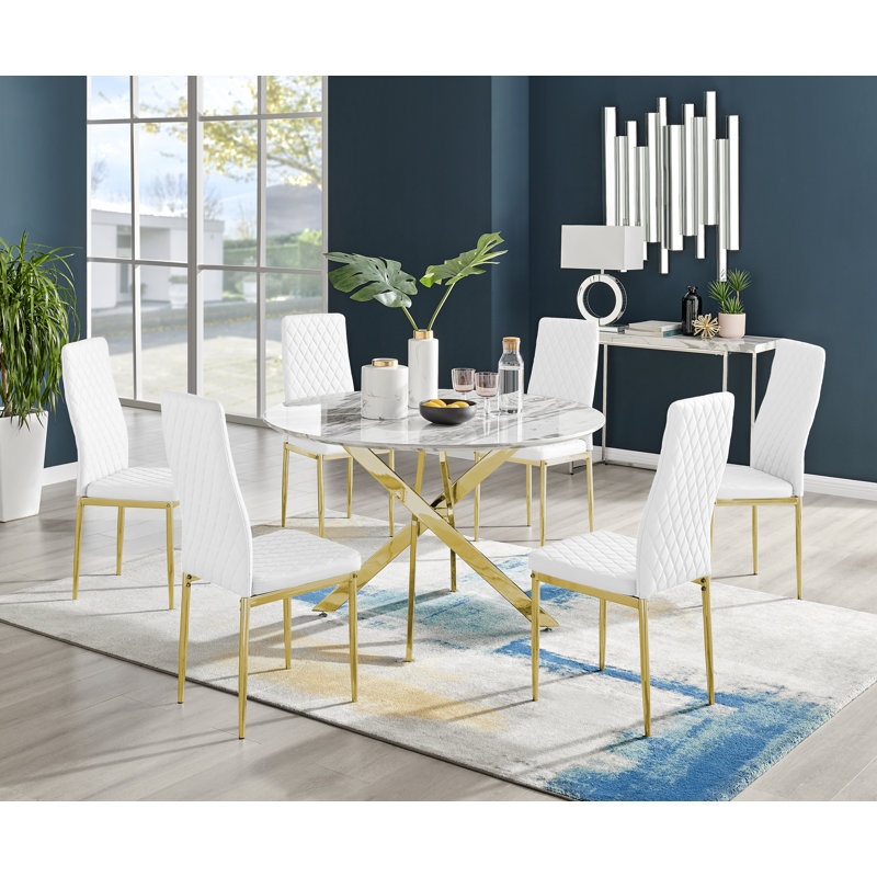 Eubanks Dining Set, White, 4