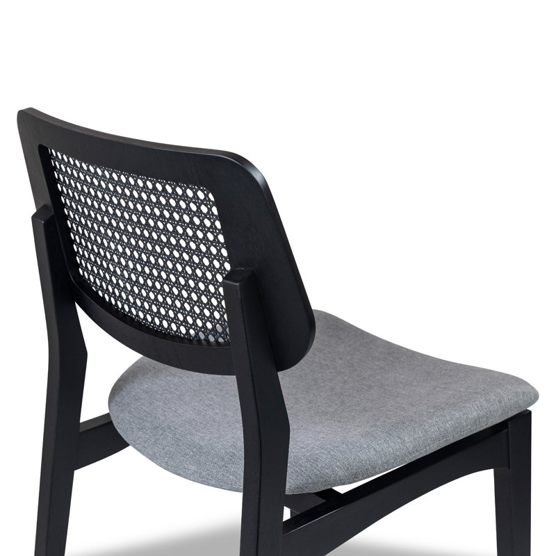 Modern Brazilian Beth Cane Side Chair, Essence Gray/Ebano Frame