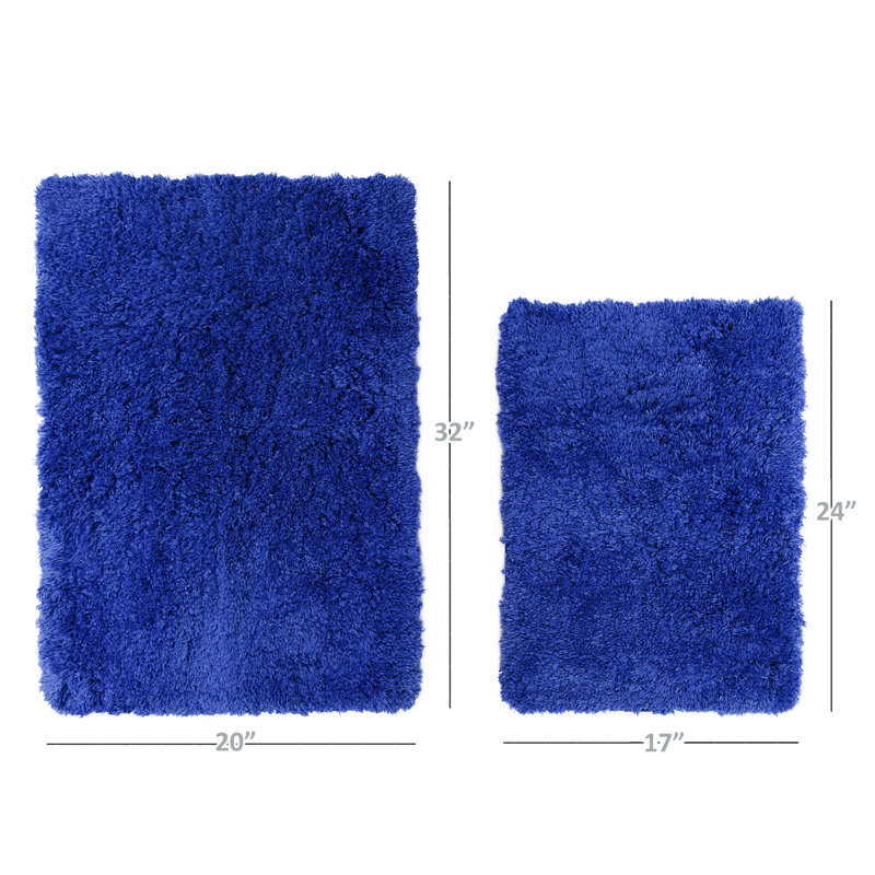 Kriner Luxury Ultra Soft Bathroom Rugs with Non-Slip Backing (Set of 2), Royal Blue