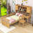 Twin Wood Platform Bed with Bookshelf, Chair, Desk and Drawer-1162048177