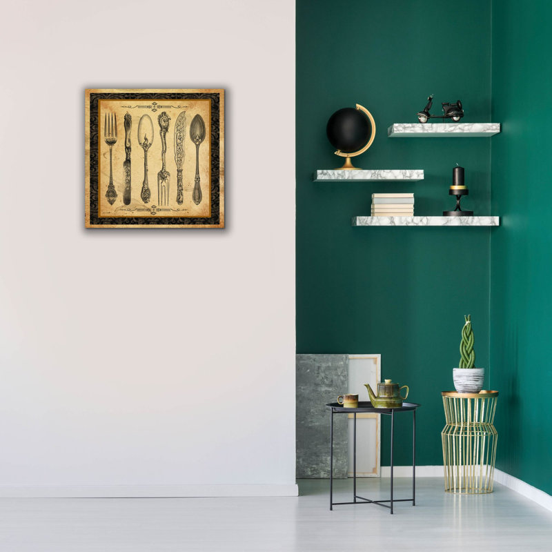 «Adriana Silverware Vignette13» par Jean Plout, art mural sur toile, 26 po x 26 po, 26"x26"