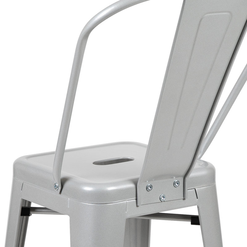 Tabouret de bar Iddings, Argent lustré, 1, Tabouret de comptoir (siège d'une hauteur de 24 p