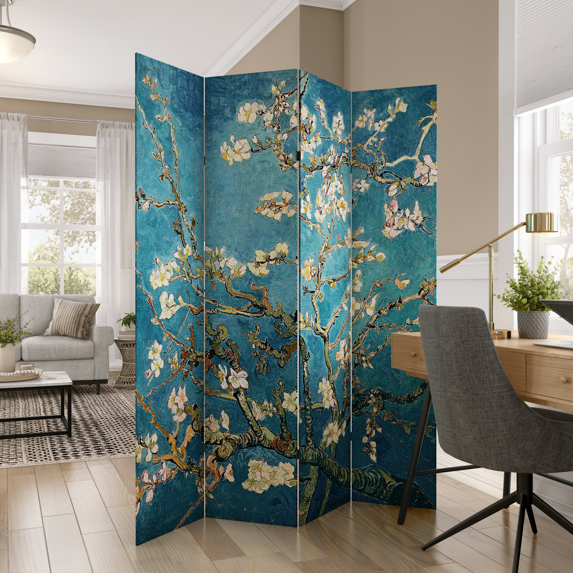 Darby Home Co Carterville Van Gogh Art Canvas Folding Room Divider ...