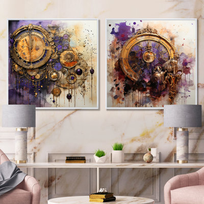 Purple And Yellow Timeless Collage I - Classics Canvas Prints Set Of 2