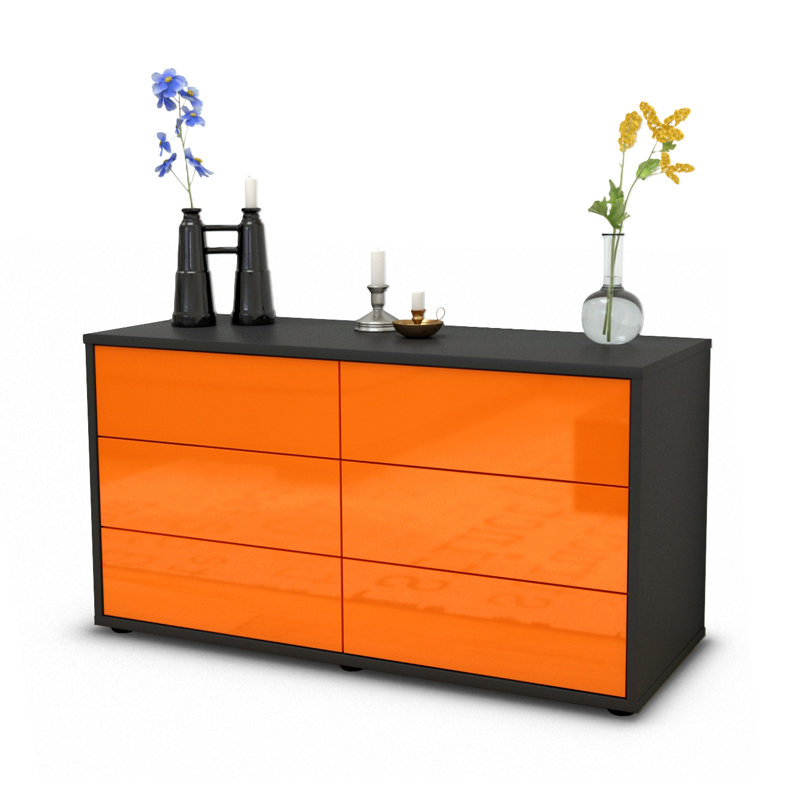 Cossette TV Stand, High-gloss Orange / Matte Anthracite