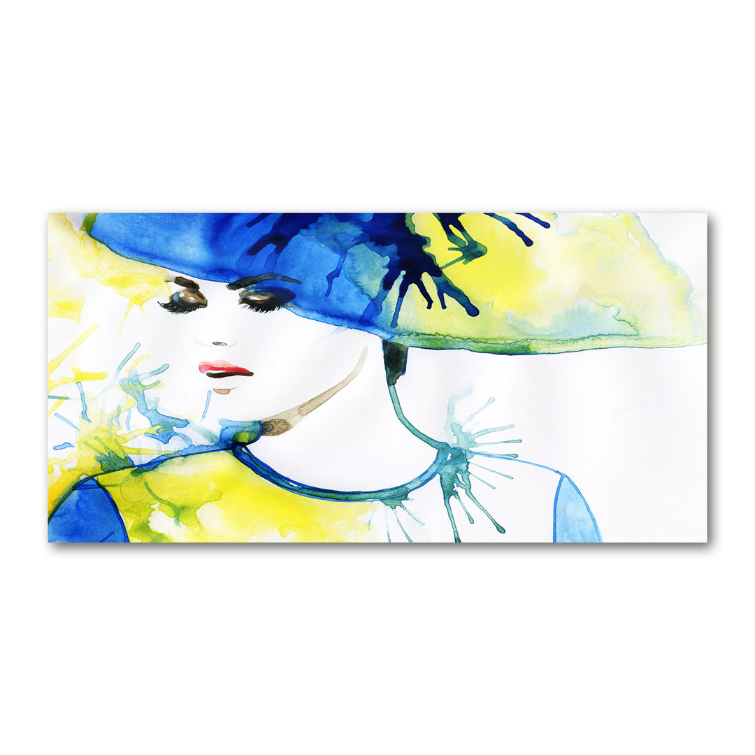 Eine Frau mit Hut - Kunstdrucke auf Leinwand - Wrapped Canvas