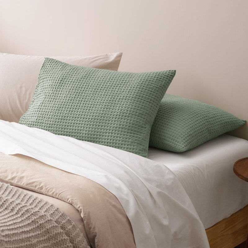 PHF Ultra Soft Waffle Weave Pillow Shams, No Insert, 2 Pack Breathable & Skin-Friendly Pillow Cases, Stylish Decorative Bed Pillow Cases Covers