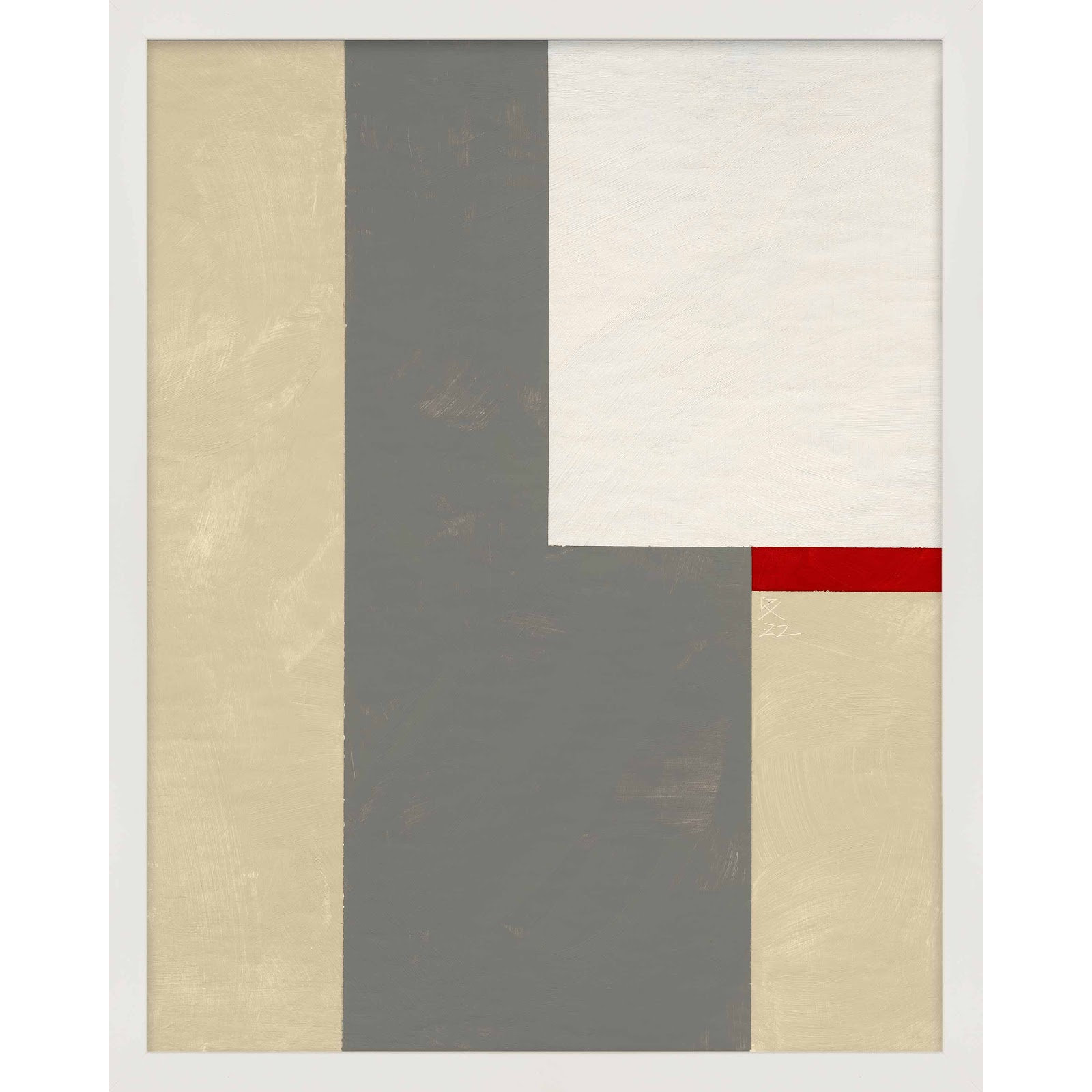 Slice Of Red 2 by Robert Kamnatnik, 20" H x 16" W x 1.25" D, White Framed Paper