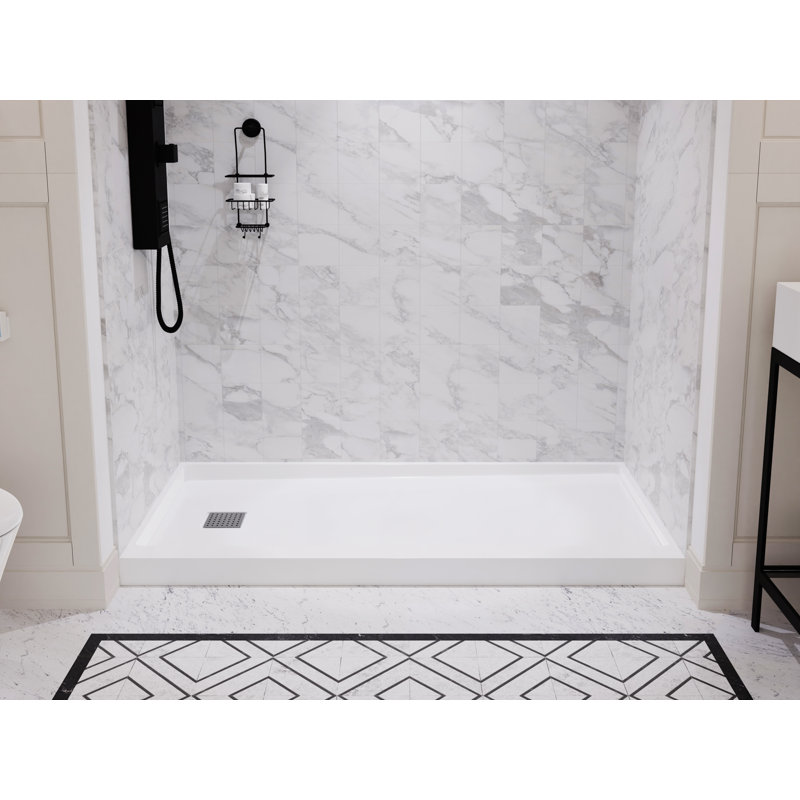30'' W 60'' D Rectangular Triple Shower Base, Left