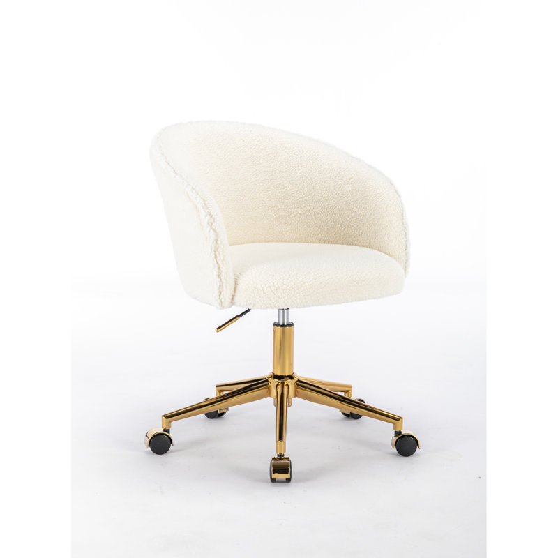 Chaise Golden Golden Hauteur réglable, rotatif, laine blanche, charge de 240 lb, siège de l 22,8 po x L 23 po H 32,5 po.