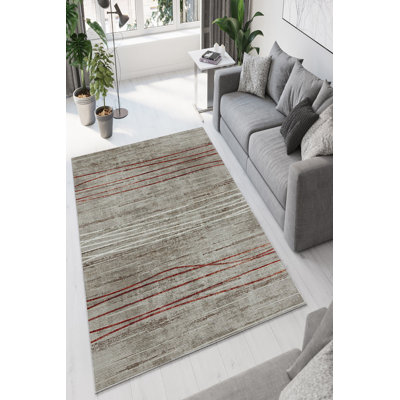 Premium Grey Area Rug (5.2 x 7.5 Feet), 100% Polyester, 650 g/m² | Antibacterial, Digital Print, Eco-Friendly | Non-Slip PVC Dot Underside, Machine Washable | Perfect for Living Room, Bedroom & Home Decor