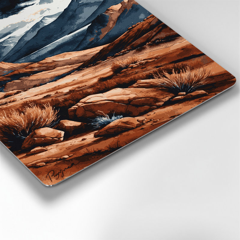 Aquarelle, paysage 49, art mural en métal noir, H 14 po x l 11 po