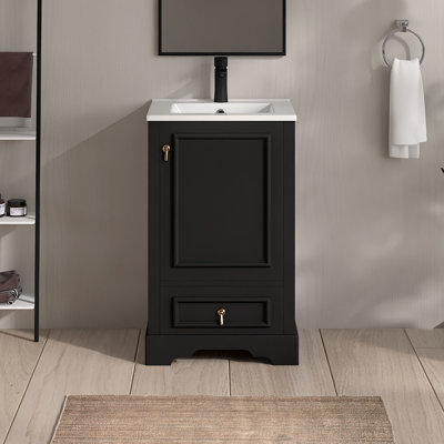 Meuble-lavabo simple 20 po avec comptoir en céramique