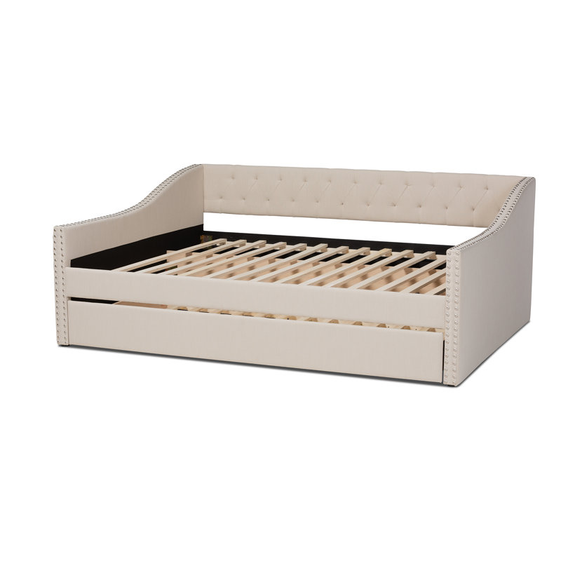Lit de jour avec couchette Johnvincent, Grand, Lit gigogne inclus, Beige