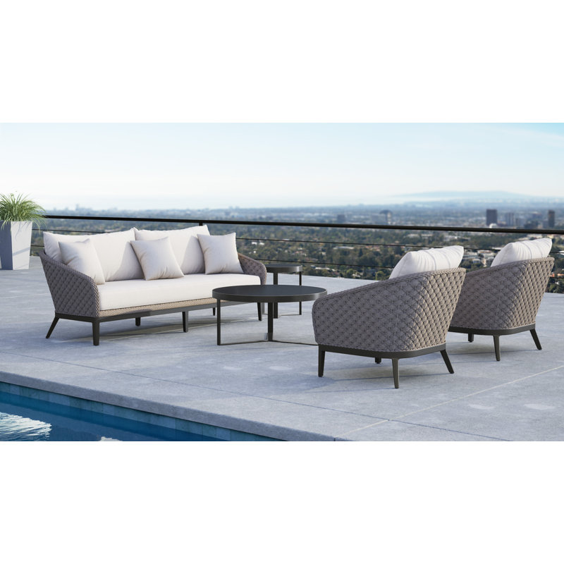 Marbella Outdoor Lounge Chair, Dupione Celeste Sunbrella®